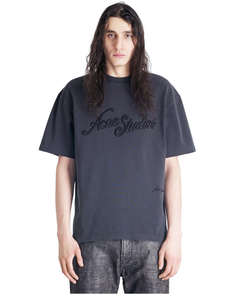 Cursive Logo T-Shirt In Faded Black Acne studios – Гарантія оригінальності