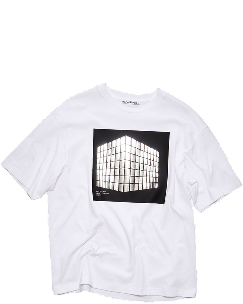 Оригінальна White Square Disco Print T-Shirt Acne studios