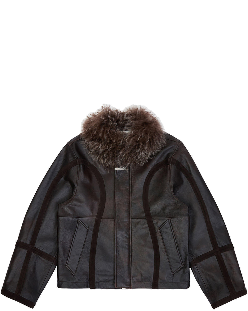 Brown Faux-Fur Collar Leather Jacket Ader error оригінал – Купити в Україні