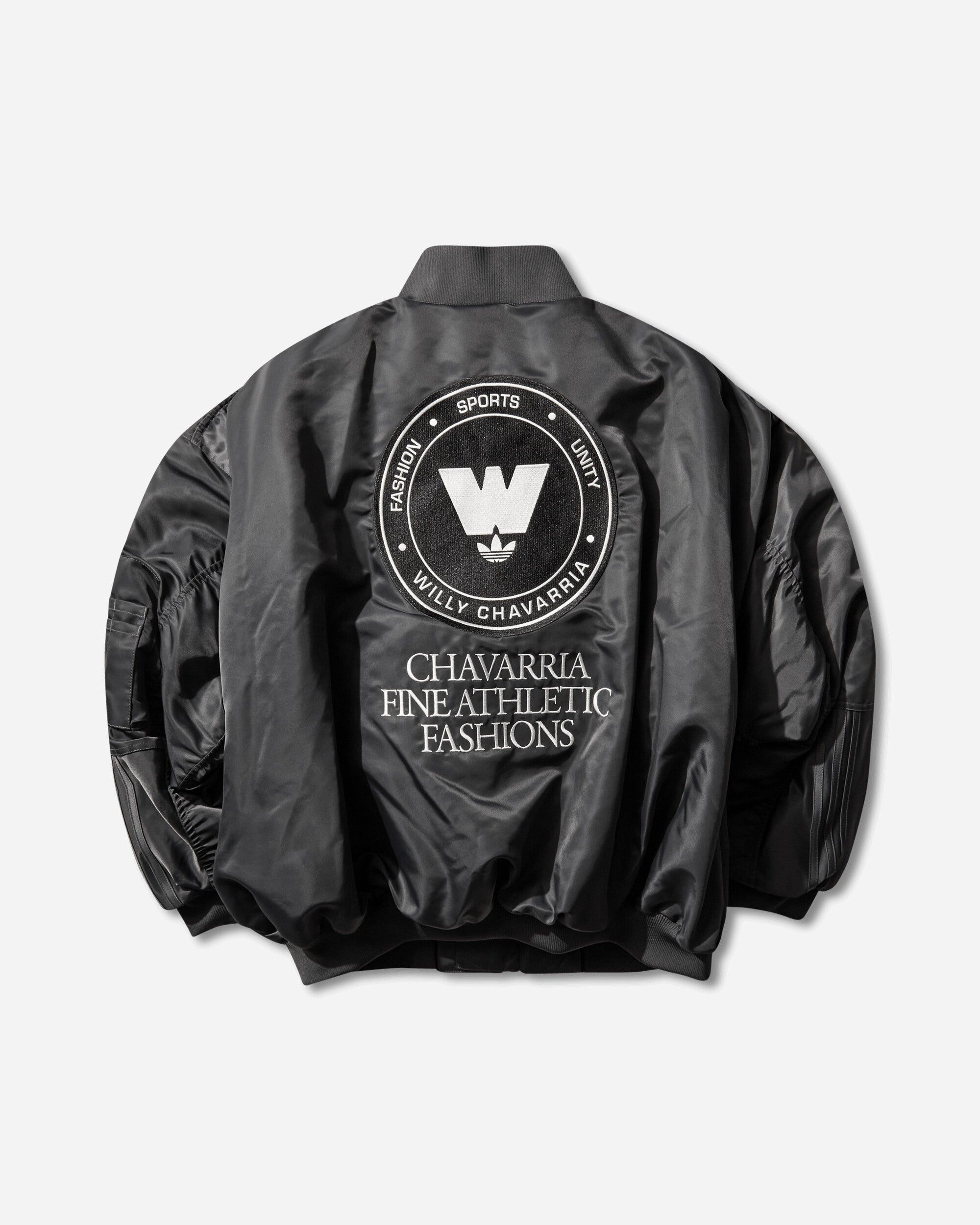 Mens Willy Chavarria Bomber Jacket Grey Adidas оригінал – Купити в Україні – вид ззаду - ADIDAS