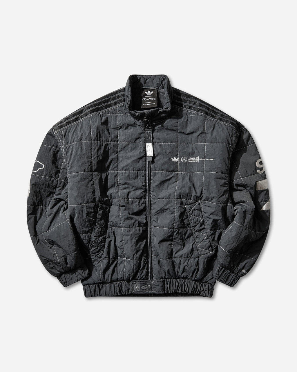 Mens Bad Bunny X Mercedes-Amg Petronas F1 Team Jacket Solid Grey Adidas – Гарантія оригінальності – боковий вид