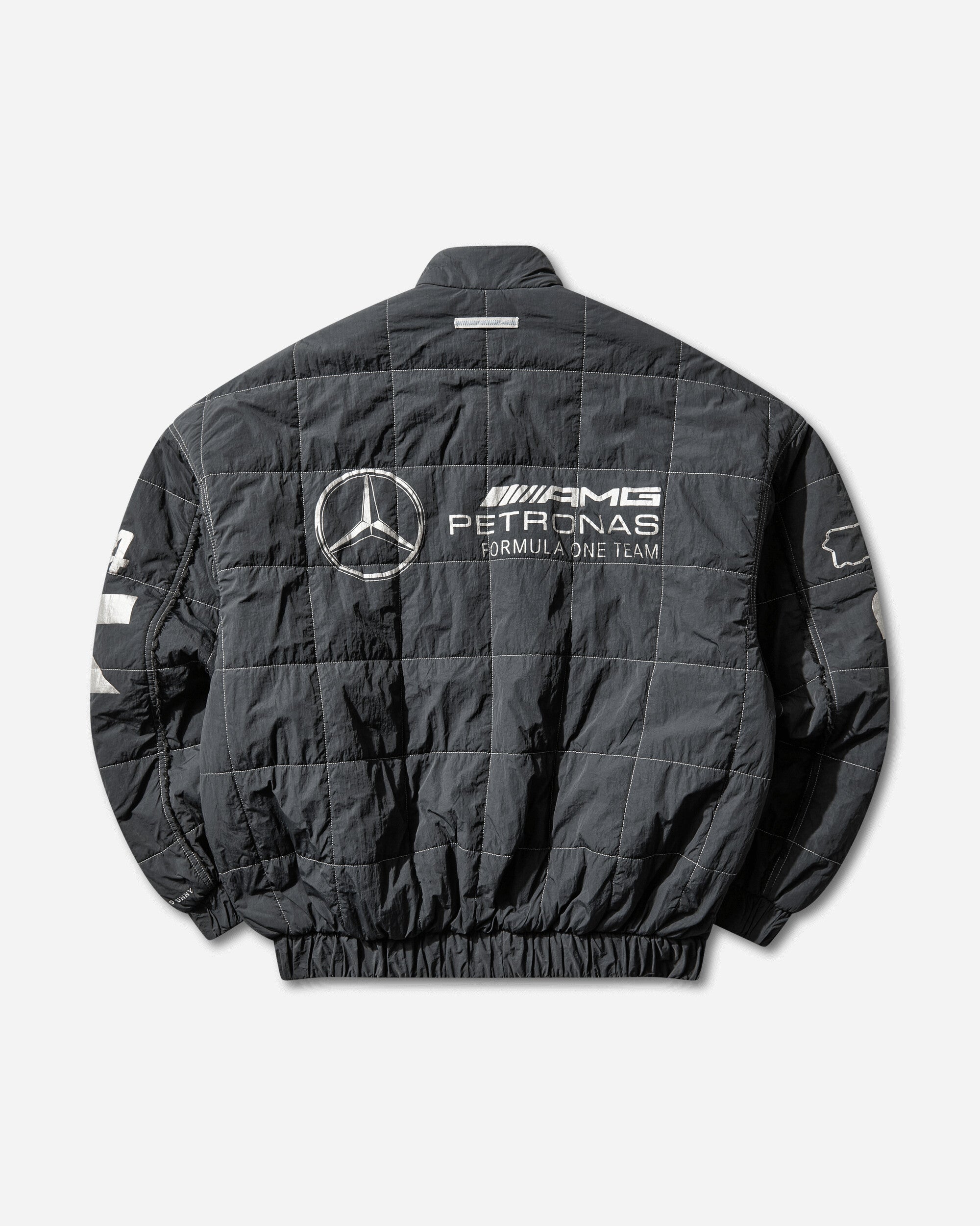 Mens Bad Bunny X Mercedes-Amg Petronas F1 Team Jacket Solid Grey Adidas – Гарантія оригінальності – вид ззаду - ADIDAS