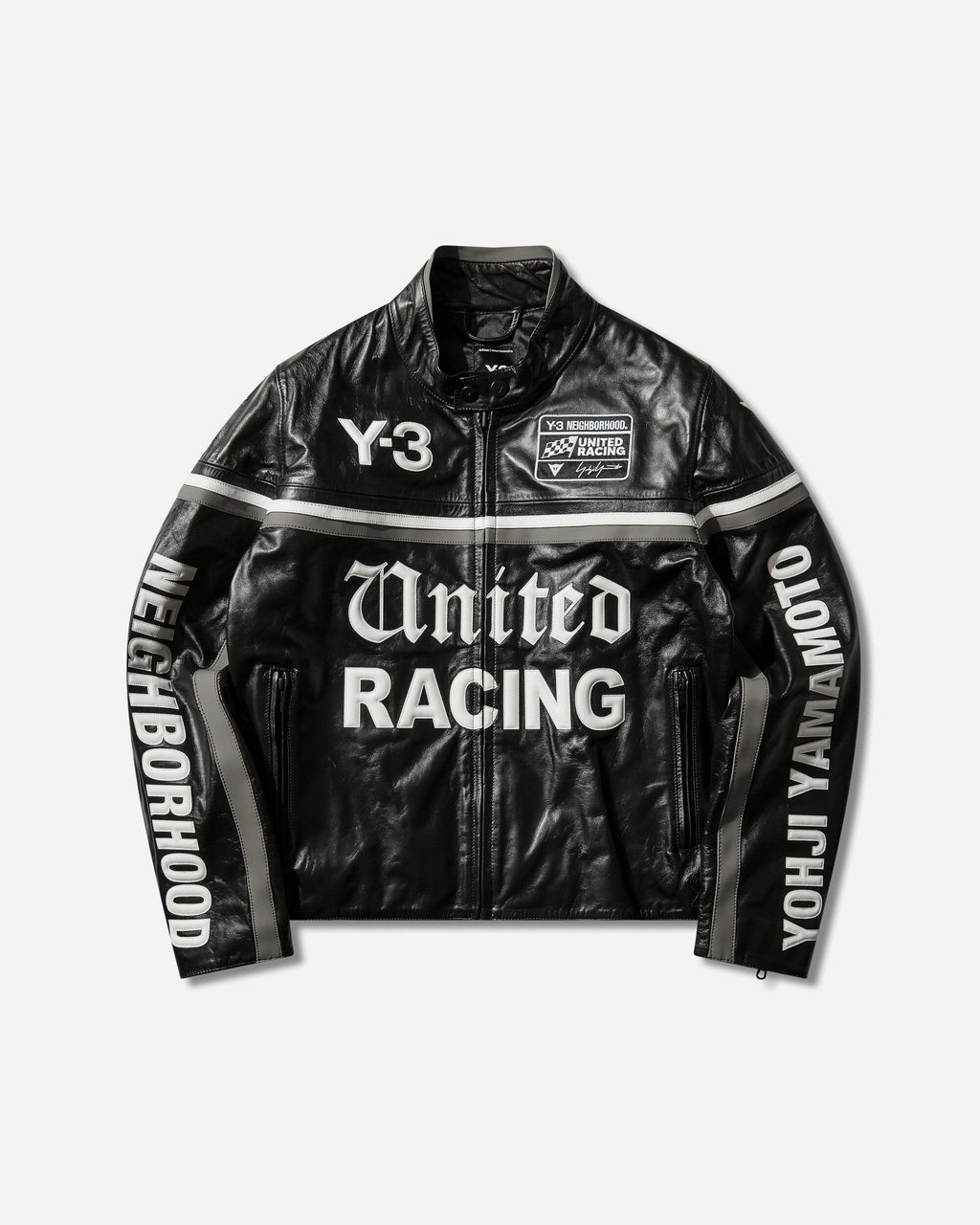 Оригінальна Mens Y-3 X Neighborhood Dainese Leather Racer Jacket Black Adidas – боковий вид