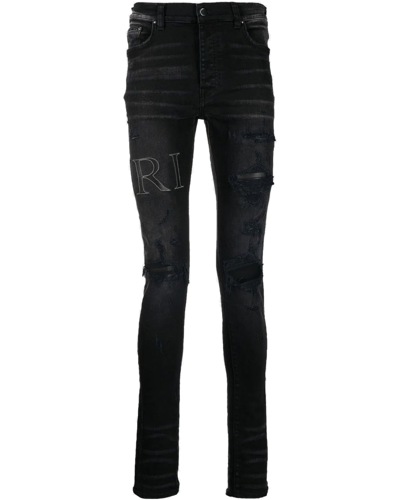 Aged Black Leather Stitch Logo Jeans Amiri оригінал – Купити в Україні