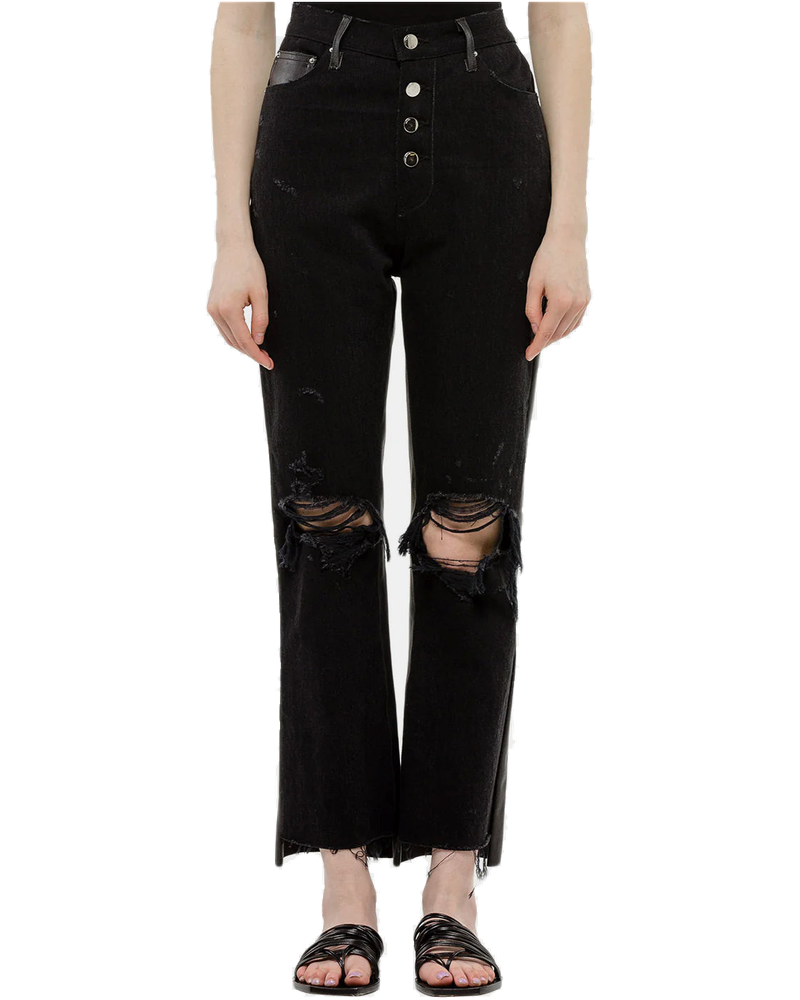 Black Leather Denim Jeans Amiri – Гарантія оригінальності