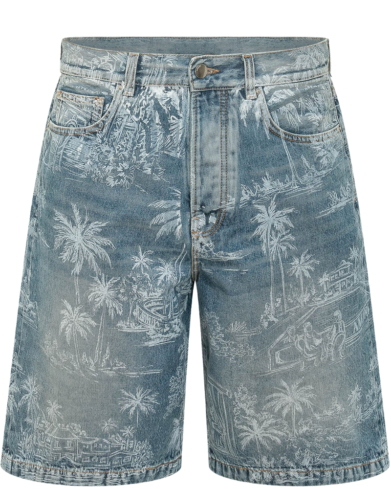Оригінальна Chateau Denim Shorts With Landscape Print Amiri
