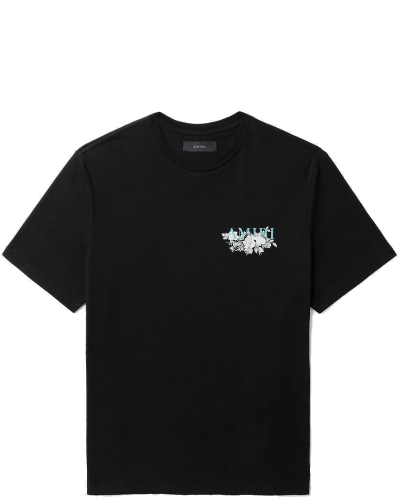 Оригінальна Black Floral Amiri Logo T-Shirt Amiri