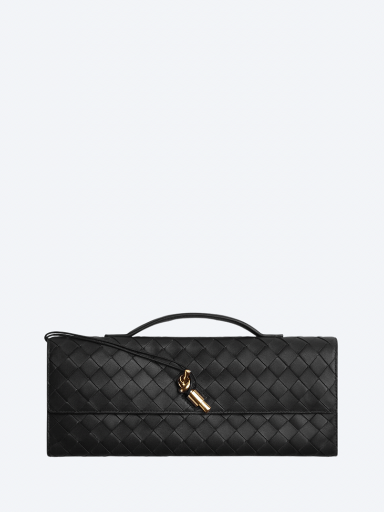 Andiamo Leather Clutch Bottega veneta – Гарантія оригінальності – боковий вид