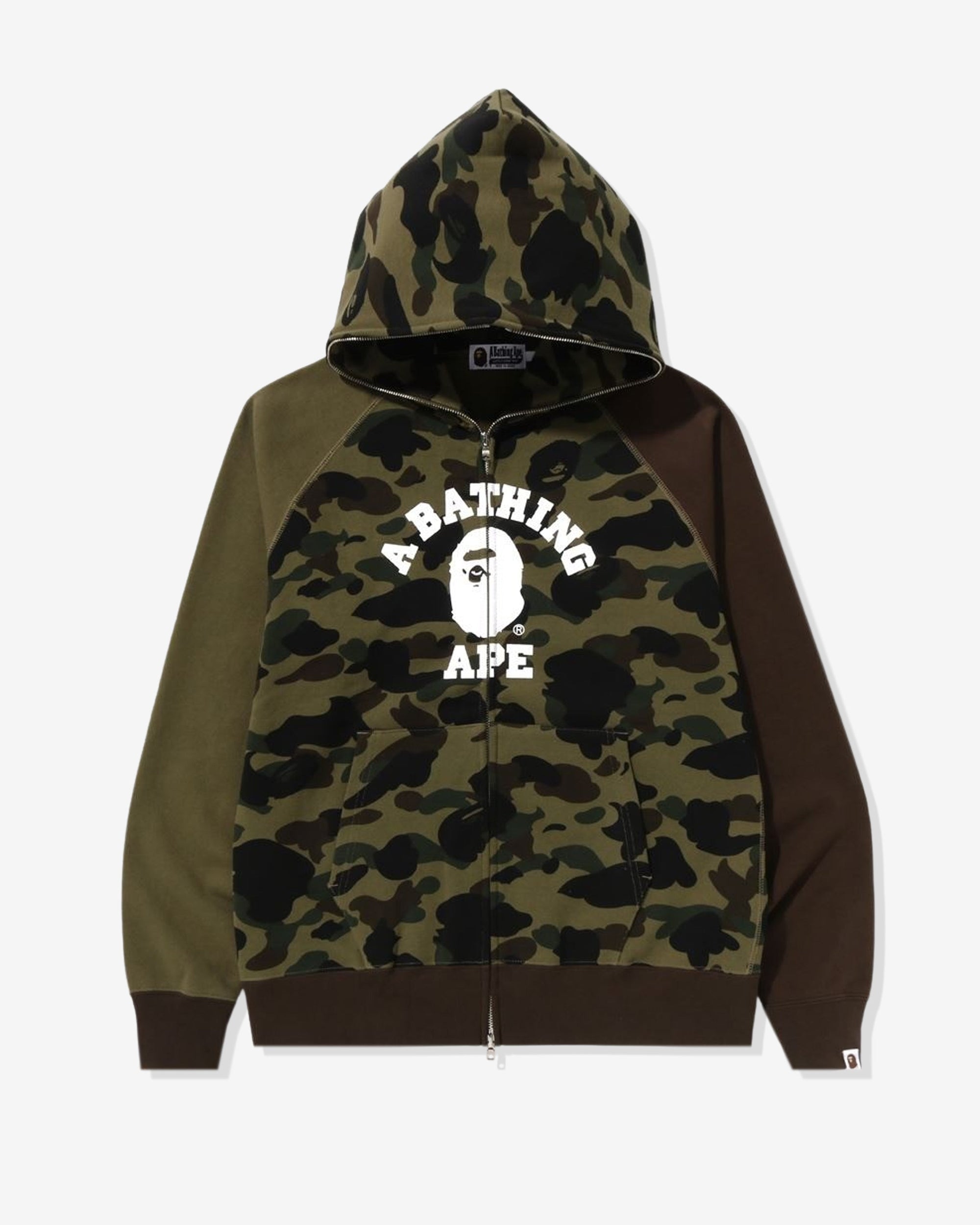 1st Camo Crazy College Full Zip Hoodie Green A bathing ape оригінал – Купити в Україні – боковий вид - A BATHING APE