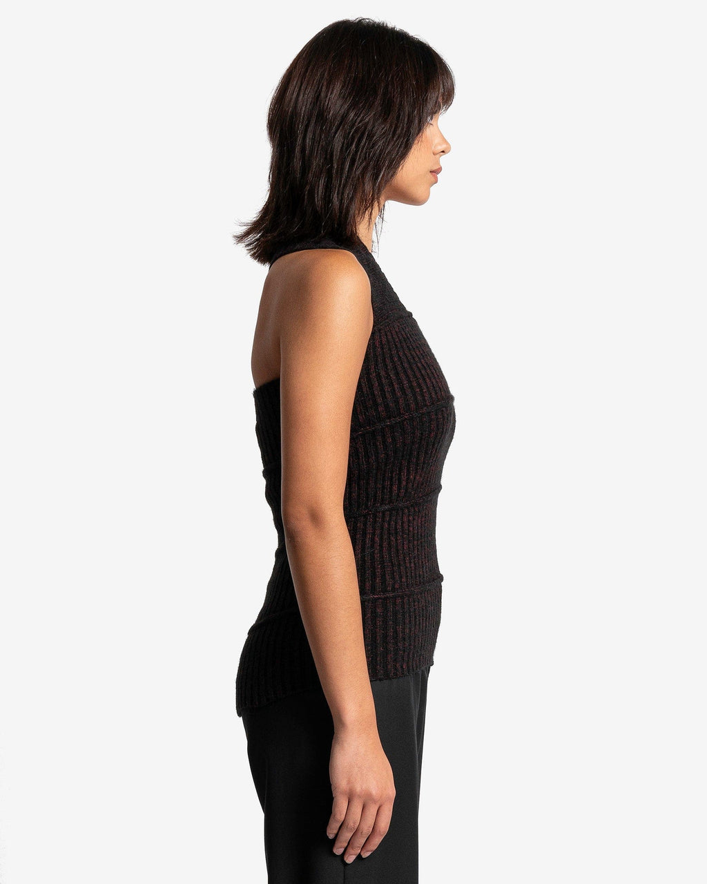 Asymmetric Rib-Knit Top In Brown Maison margiela оригінал – Купити в Україні – вид ззаду