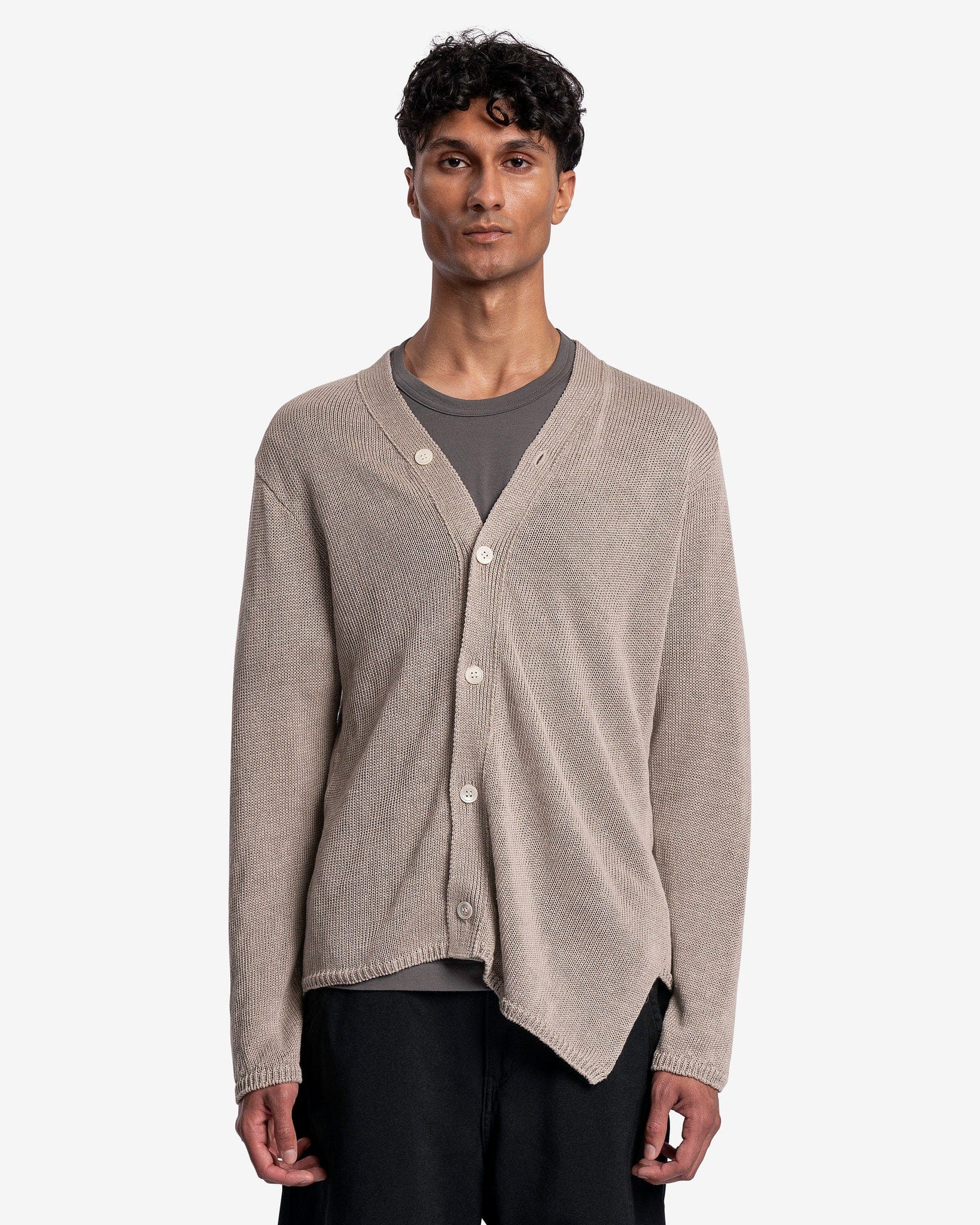Оригінальна Asymmetrical Linen Cardigan In Beige Comme des garcons – боковий вид
