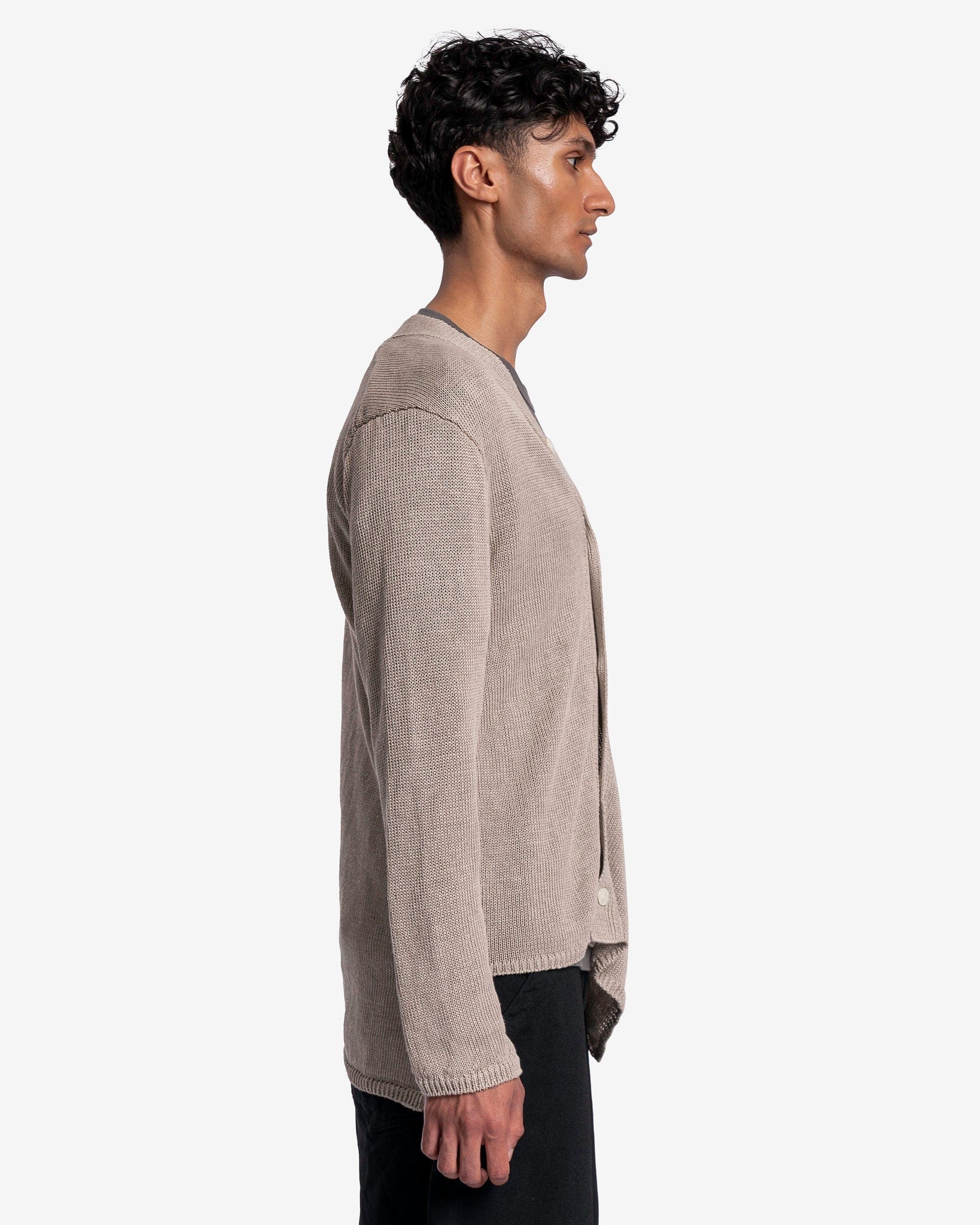Оригінальна Asymmetrical Linen Cardigan In Beige Comme des garcons – вид ззаду