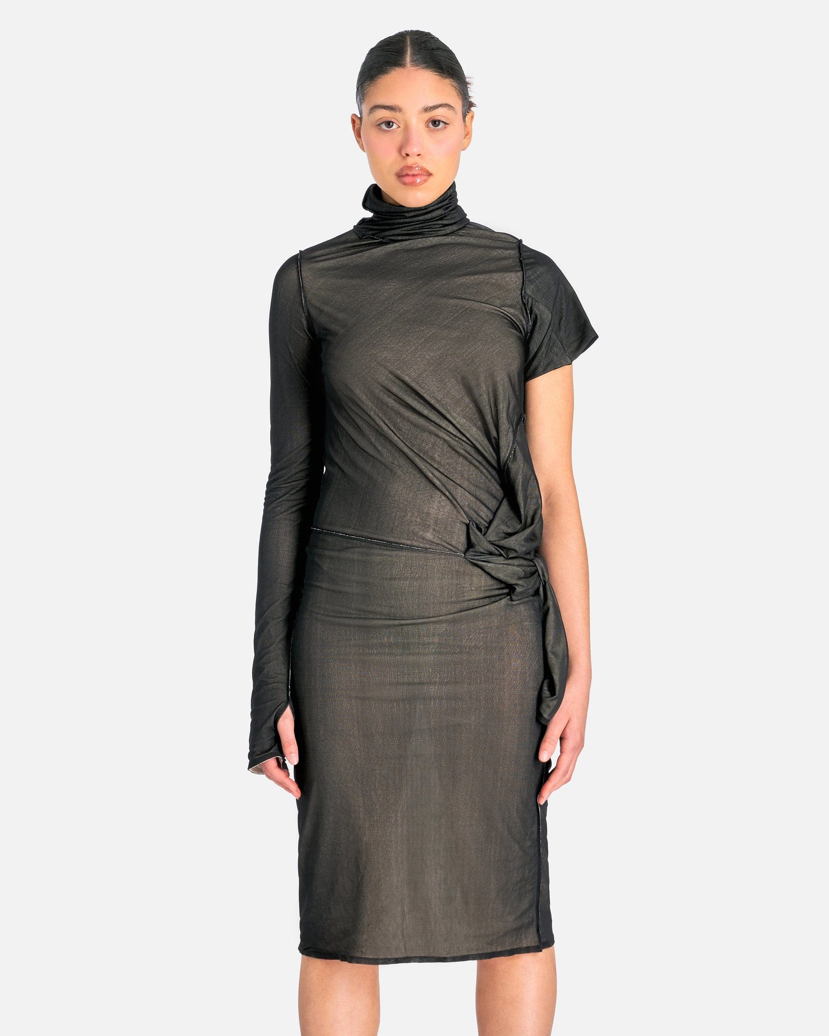 Оригінальна Asymmetrical MIDI Dress In Black Maison margiela – боковий вид
