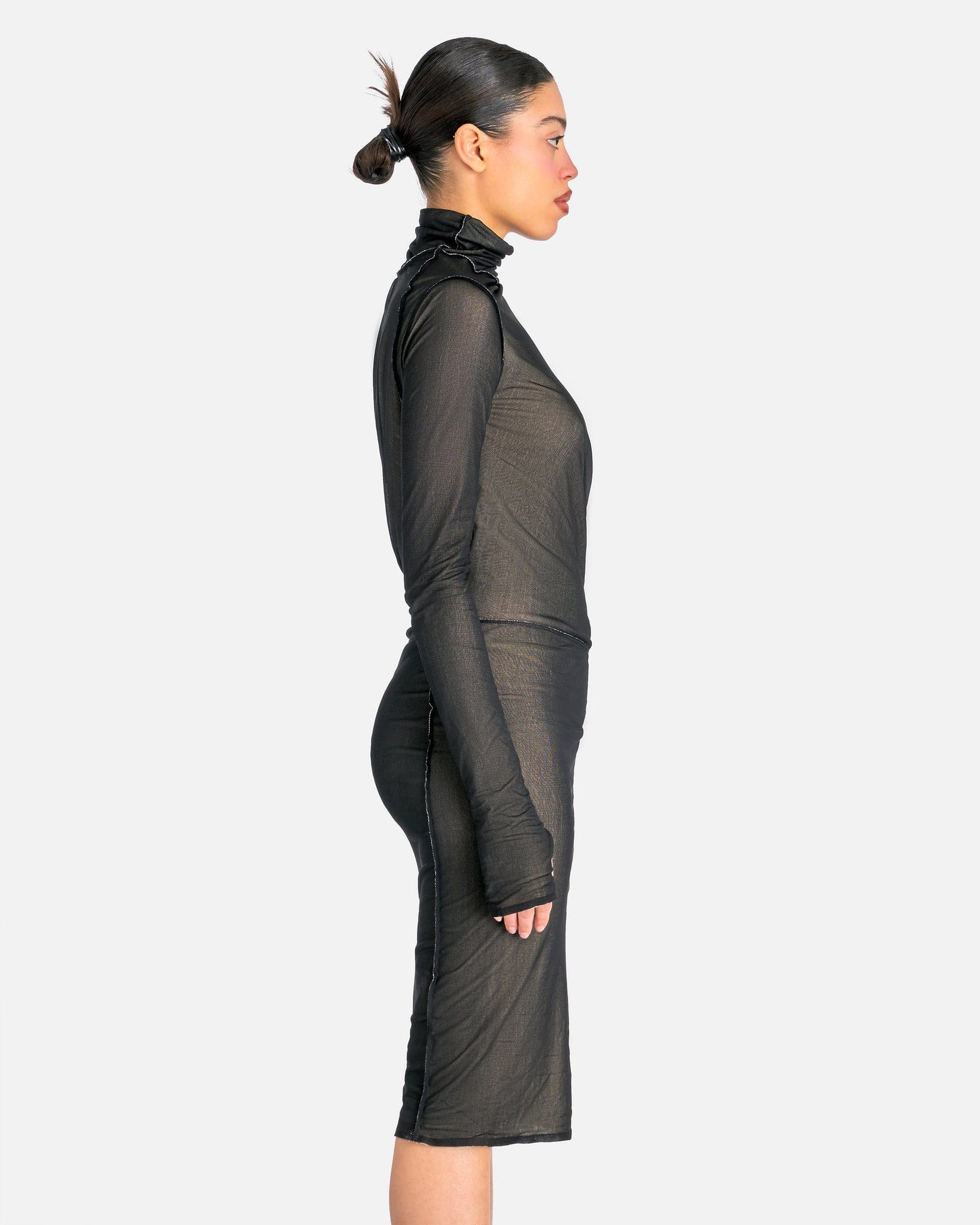 Оригінальна Asymmetrical MIDI Dress In Black Maison margiela – вид ззаду