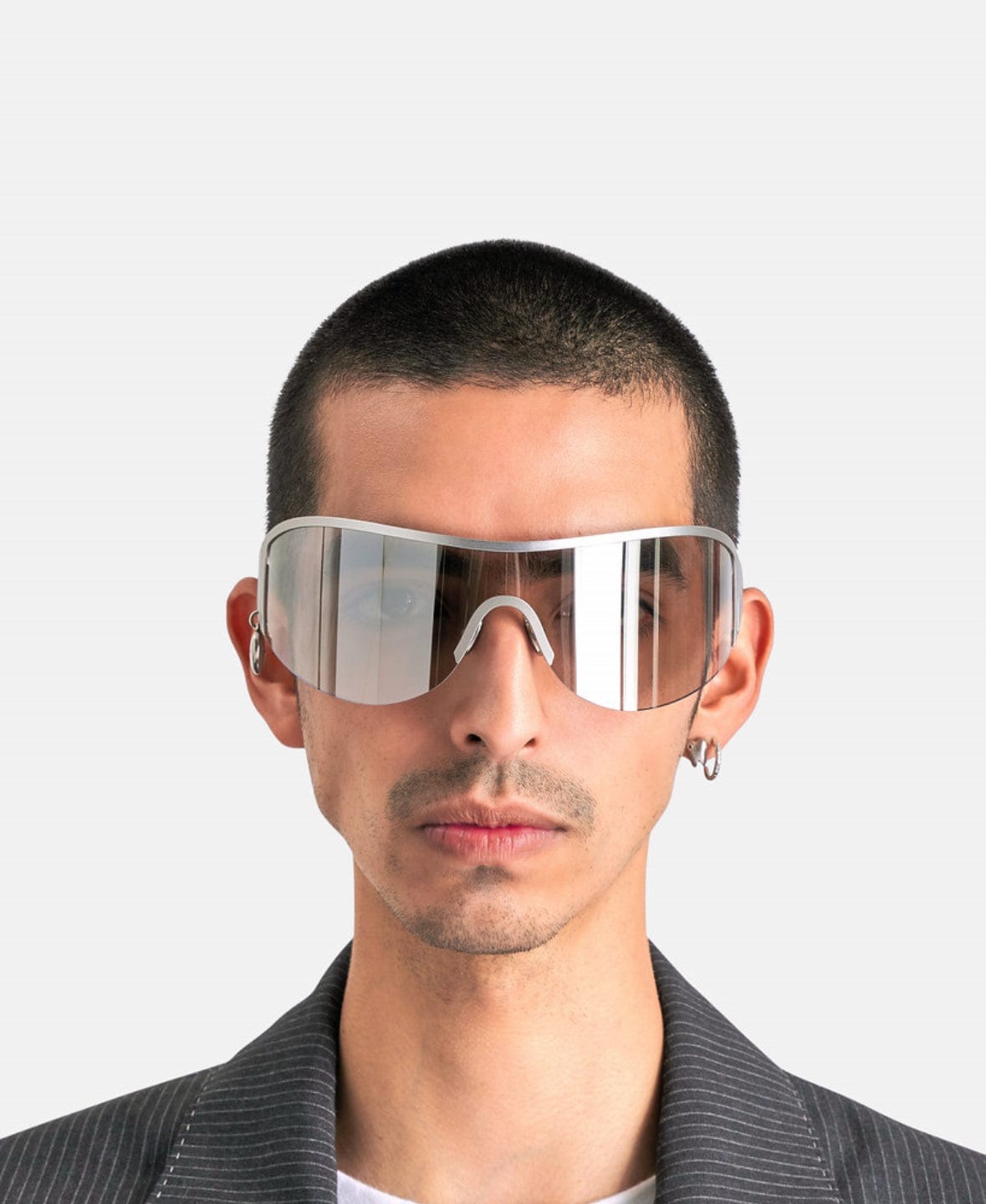 Оригінальна Auggi Shield Sunglasses In Transparent Silver Acne studios – вид ззаду
