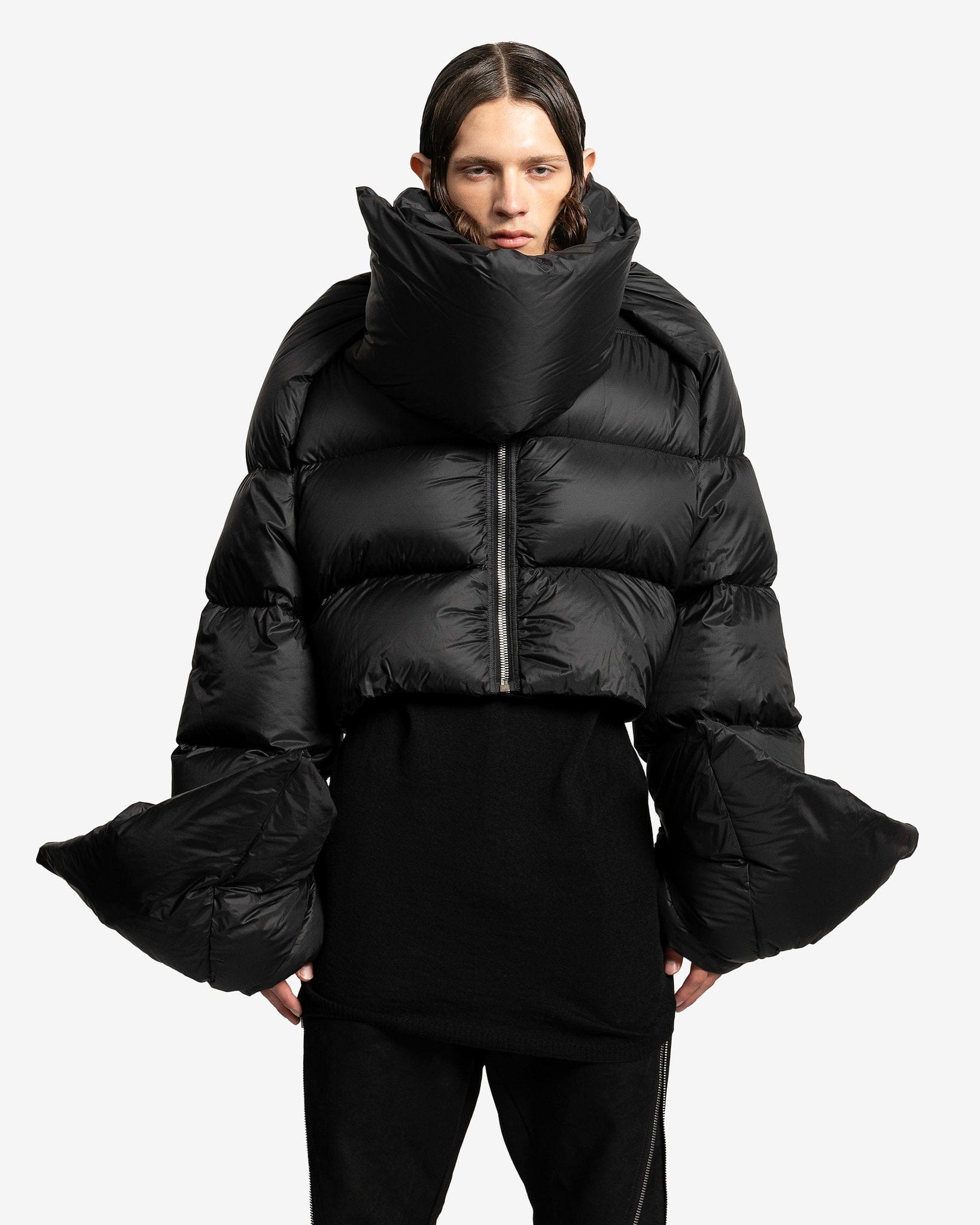 Babel Mountain Duvet Cropped Jacket In Black Rick owens – Гарантія оригінальності – боковий вид
