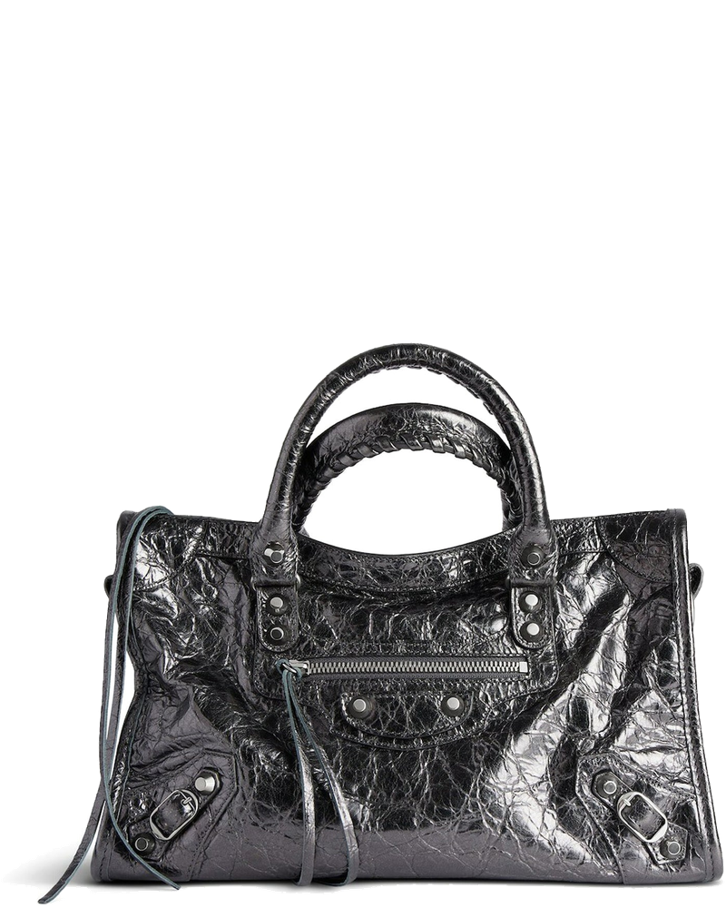 Оригінальна Le City Small Metallic Women`s Bag In Steel Grey Balenciaga