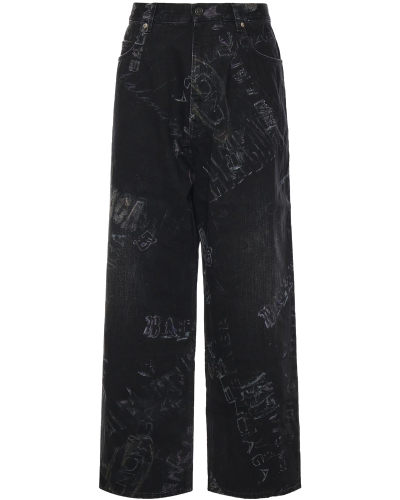 Pantaloni Baggy Minimal In Denim DI Cotone Washed Crayon Allover Balenciaga оригінал – Купити в Україні