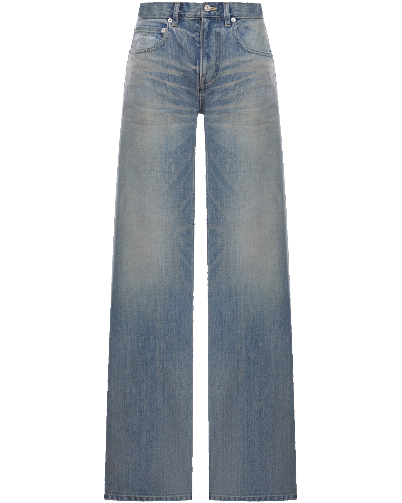 Оригінальна Organic Cotton Denim Wide-Leg Baggy Trousers Balenciaga