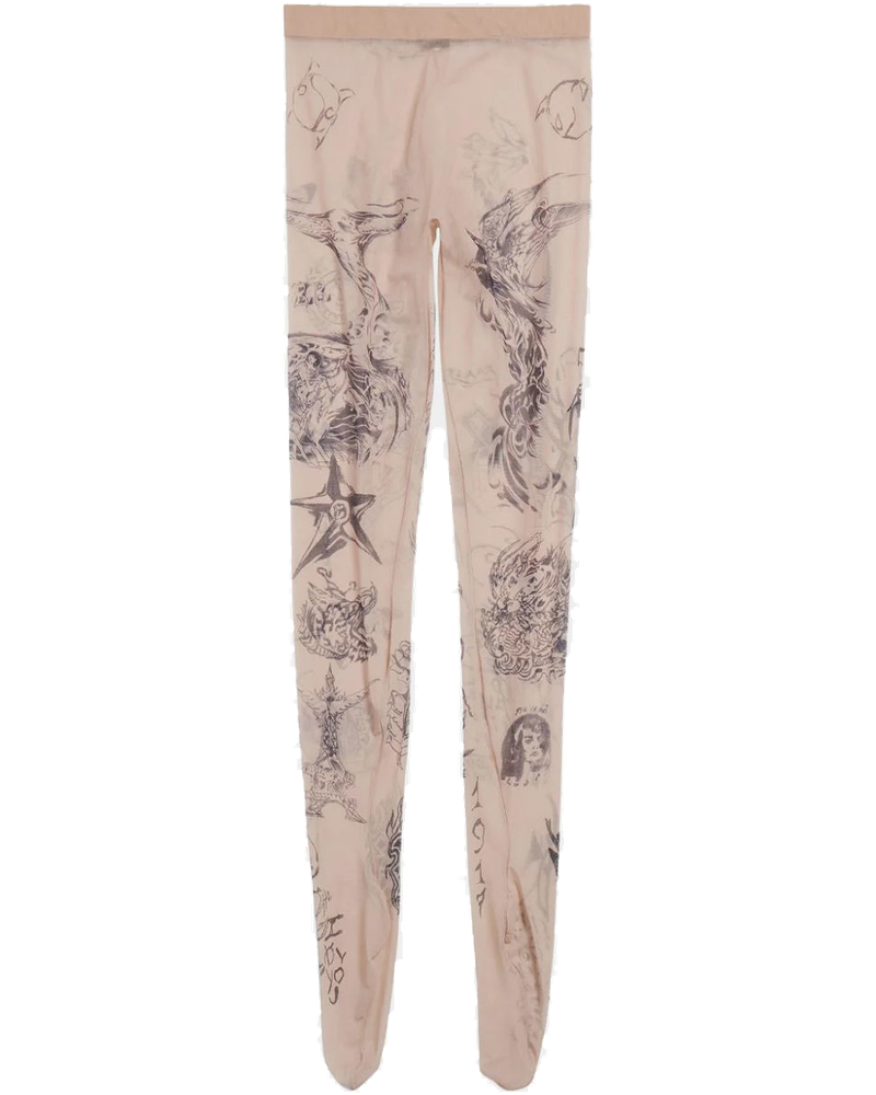 Beige Tattoo-Print Tights Balenciaga оригінал – Купити в Україні
