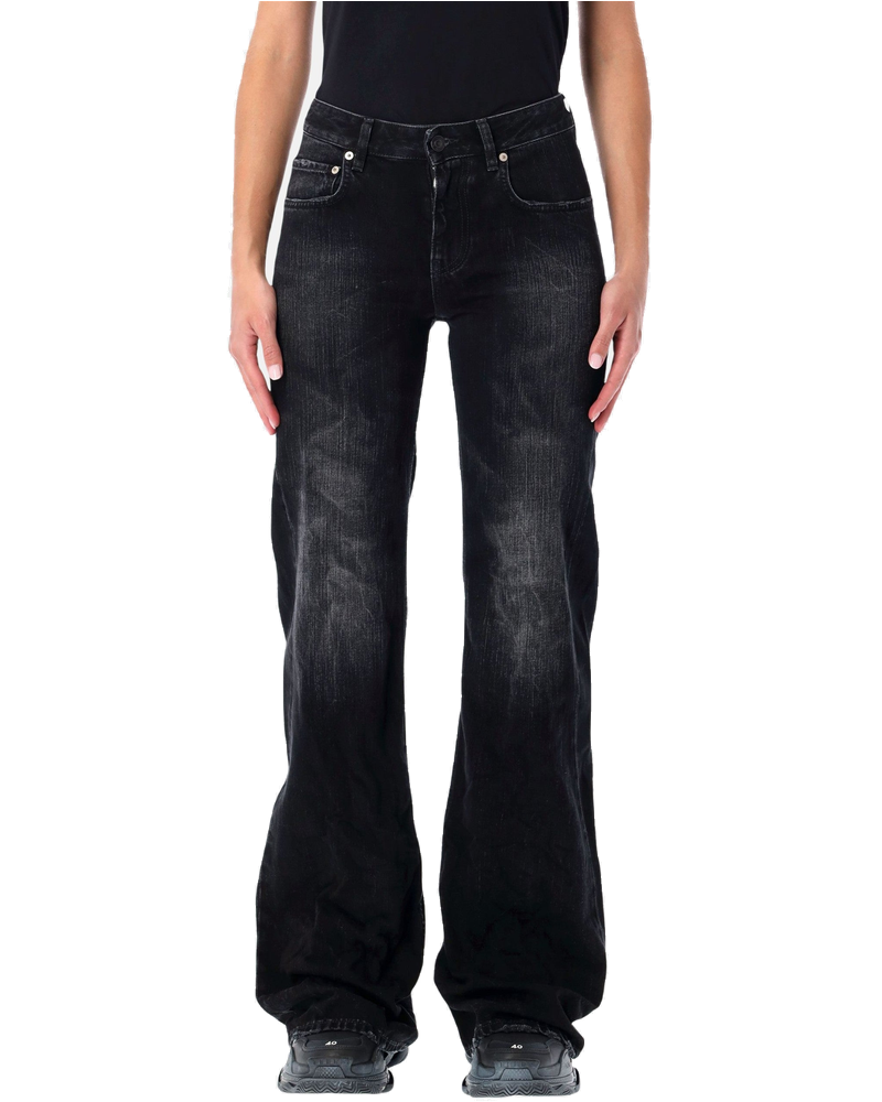 Оригінальна Wide Leg Washed Black Denim Jeans Balenciaga