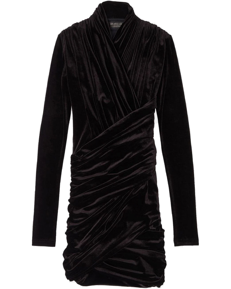 Black Velvet Mini Dress Balenciaga – Гарантія оригінальності