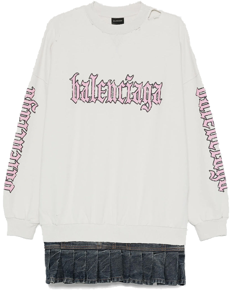 Dirty White Blackletter Script Hybrid Dress Balenciaga оригінал – Купити в Україні