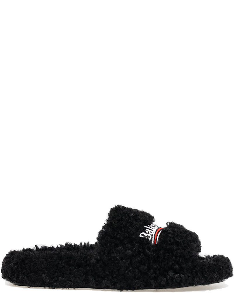 Black Furry Slippers Balenciaga оригінал – Купити в Україні