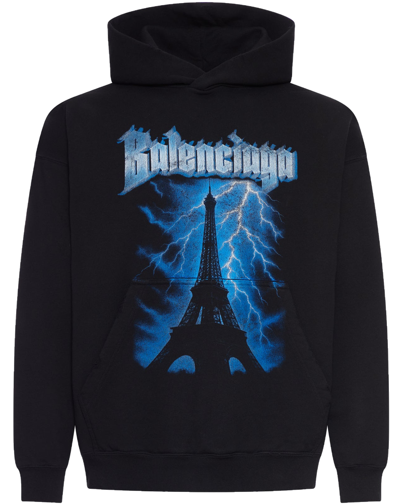 Cotton Hoodie With Placed Print Balenciaga – Гарантія оригінальності