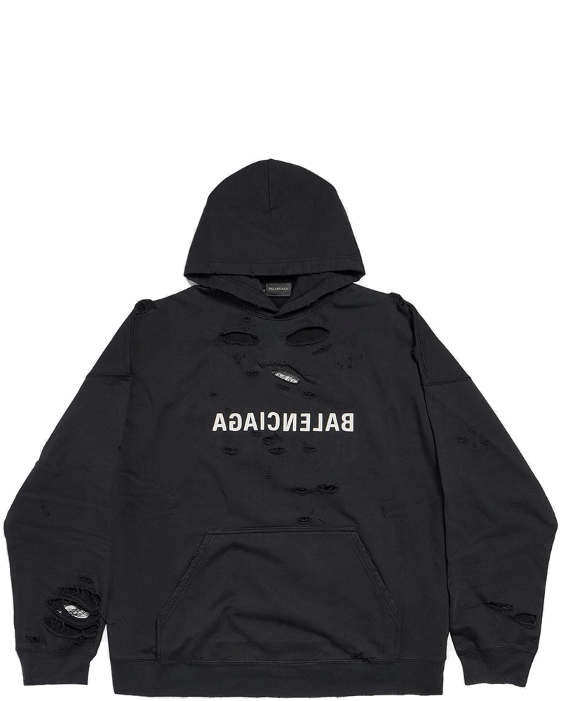 Black Distressed Hoodie Balenciaga – Гарантія оригінальності