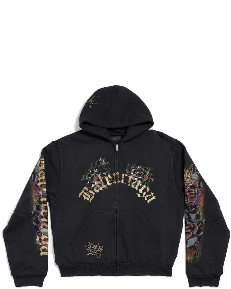 Оригінальна Black Small Zip Up Hoodie Balenciaga