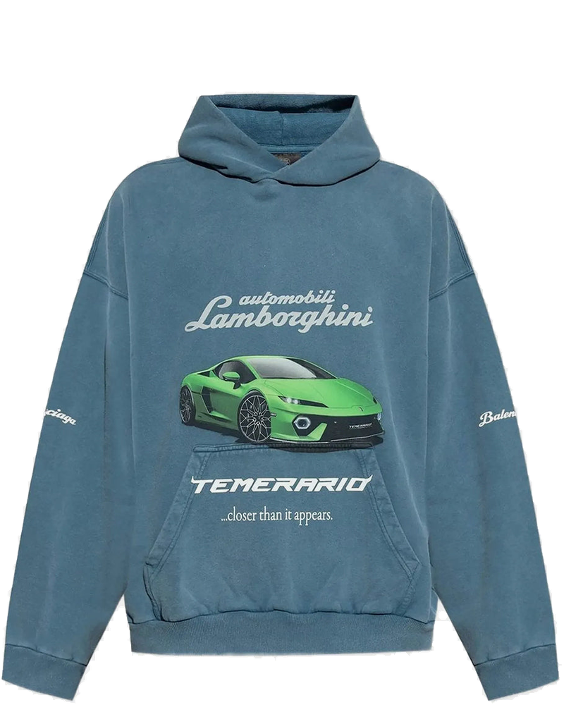 Оригінальна Dark Blue Lambo Medium Fit Hoodie Balenciaga