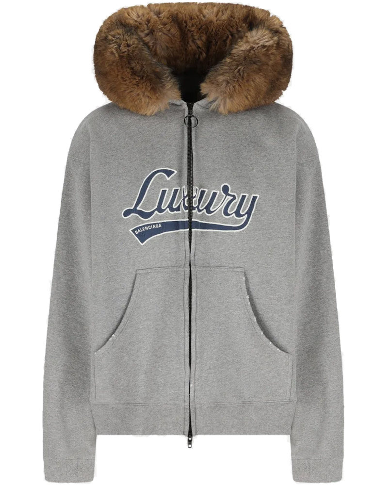 Dark Heather Grey Luxury Script Hoodie Balenciaga оригінал – Купити в Україні