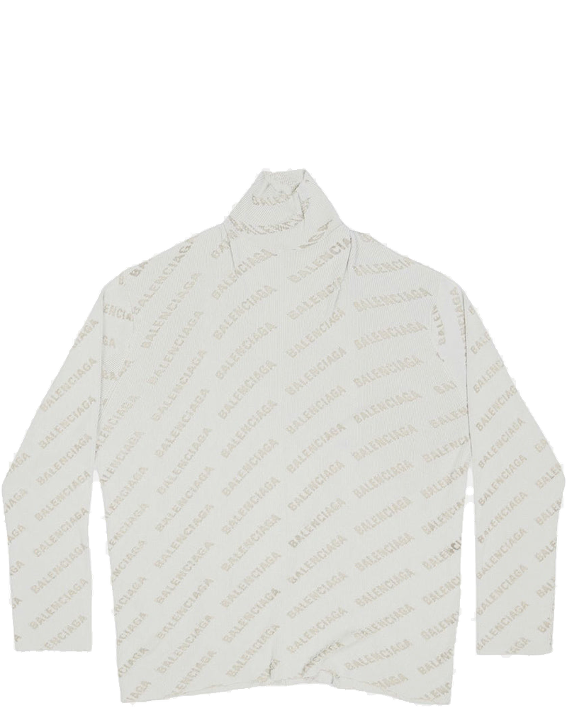 Оригінальна Light Grey Logo-Print Ribbed-Knit Jumper Balenciaga