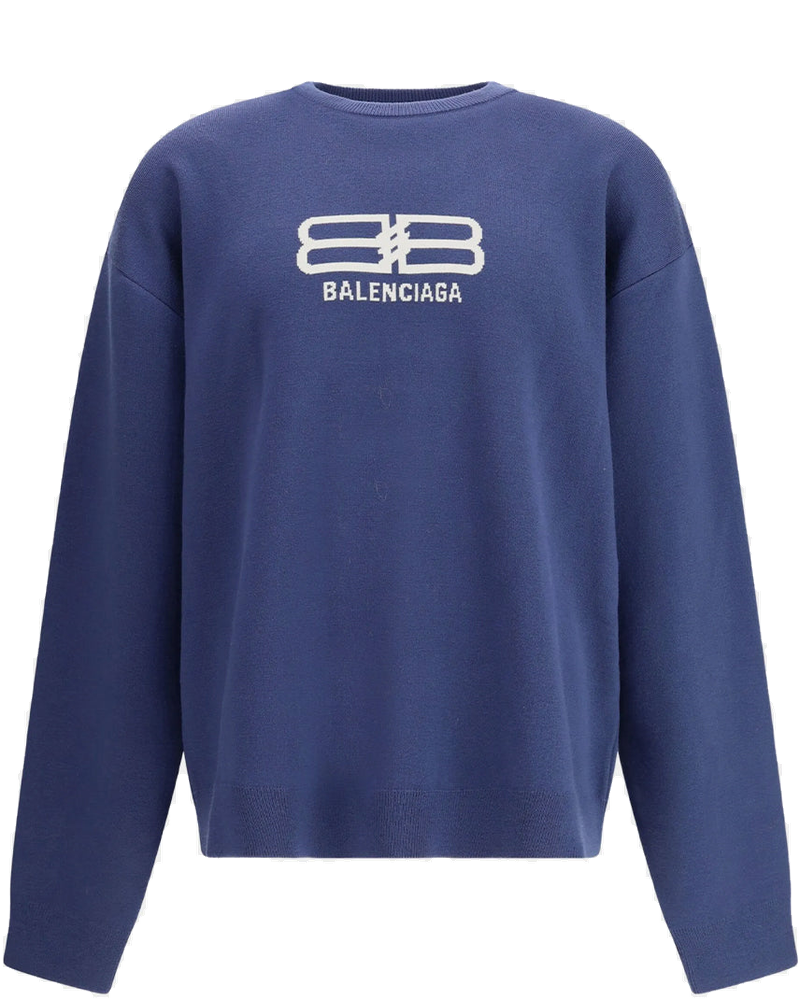 Navy Jacquard Crewneck Sweater Balenciaga оригінал – Купити в Україні
