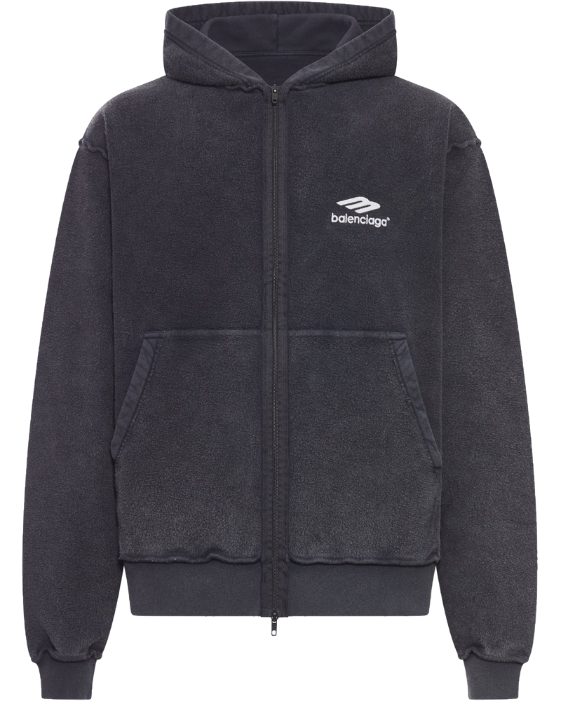 3b Sports Icon Inside-Out Zip-Up Sweatshirt In Faded Black Balenciaga оригінал – Купити в Україні