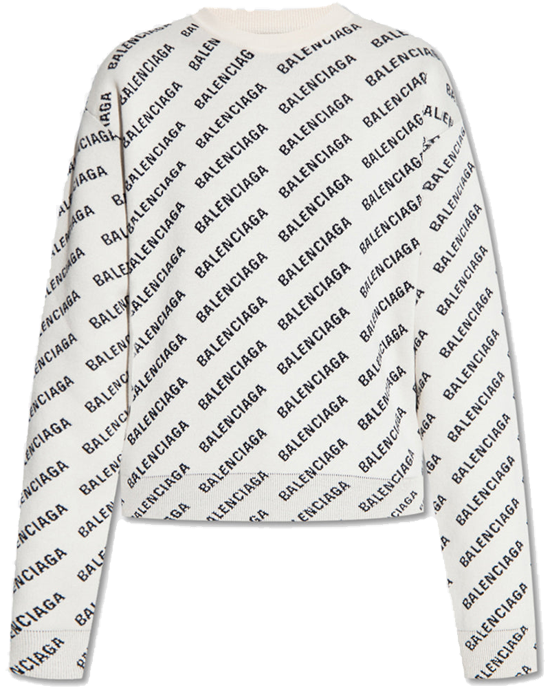 White Mini Logo All-Over Crewneck Sweater Balenciaga оригінал – Купити в Україні