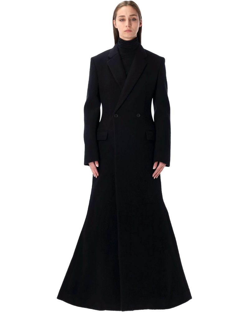 Black Wool Maxi Godet Coat Balenciaga – Гарантія оригінальності