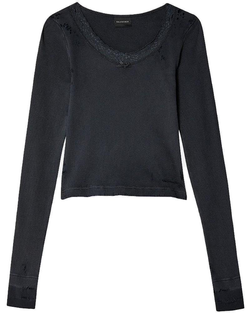 Оригінальна Black Distressed Lingerie Top Balenciaga
