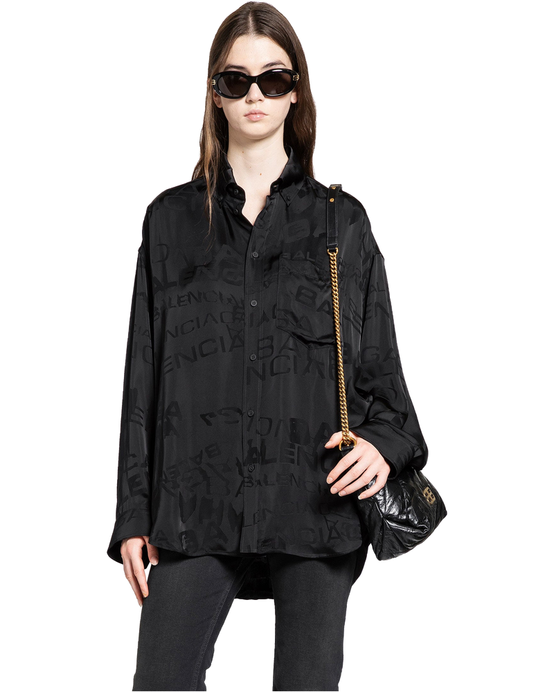 Оригінальна Logo Jacquard Satin Shirt Balenciaga