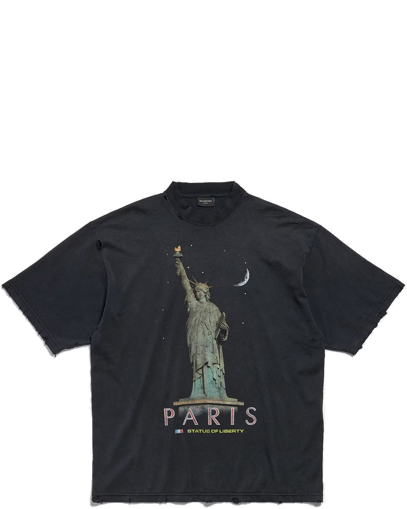 Оригінальна Faded Black Paris Liberty T-Shirt Balenciaga