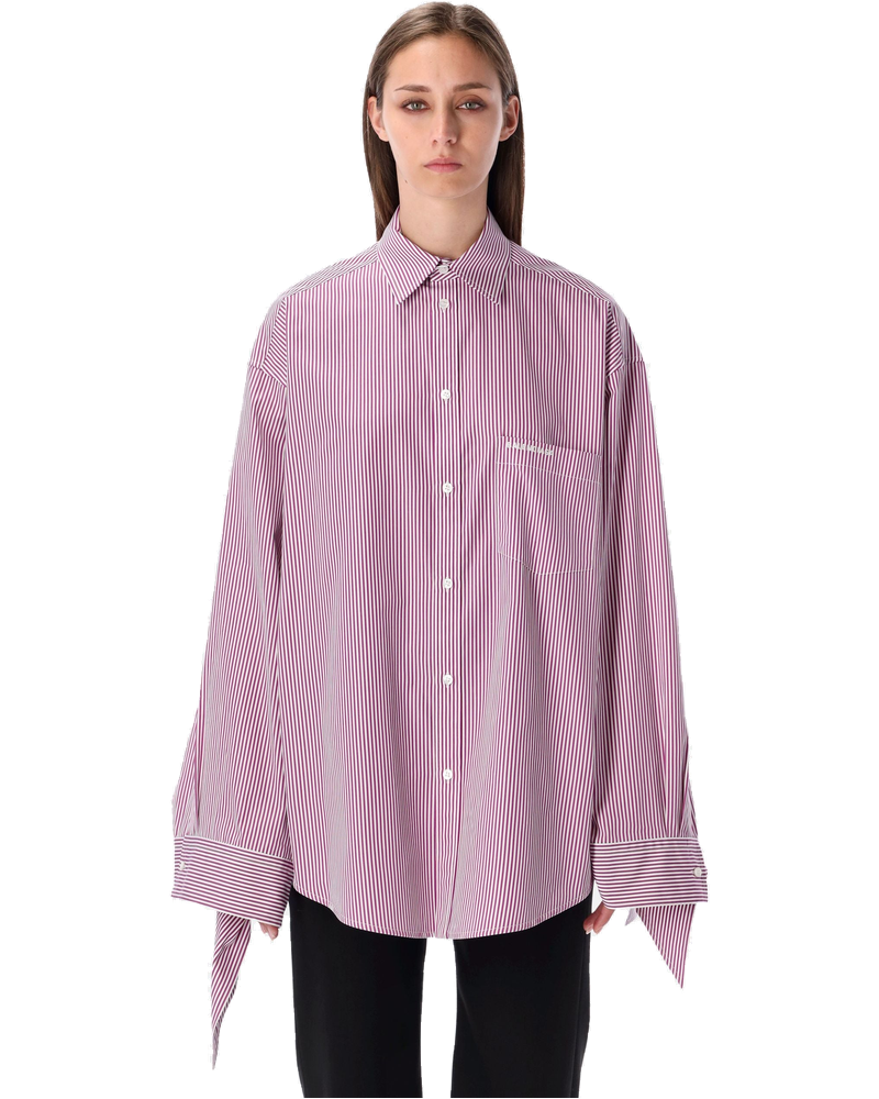 Оригінальна Oversized Striped Cotton Shirt With Knotted Cuffs Balenciaga