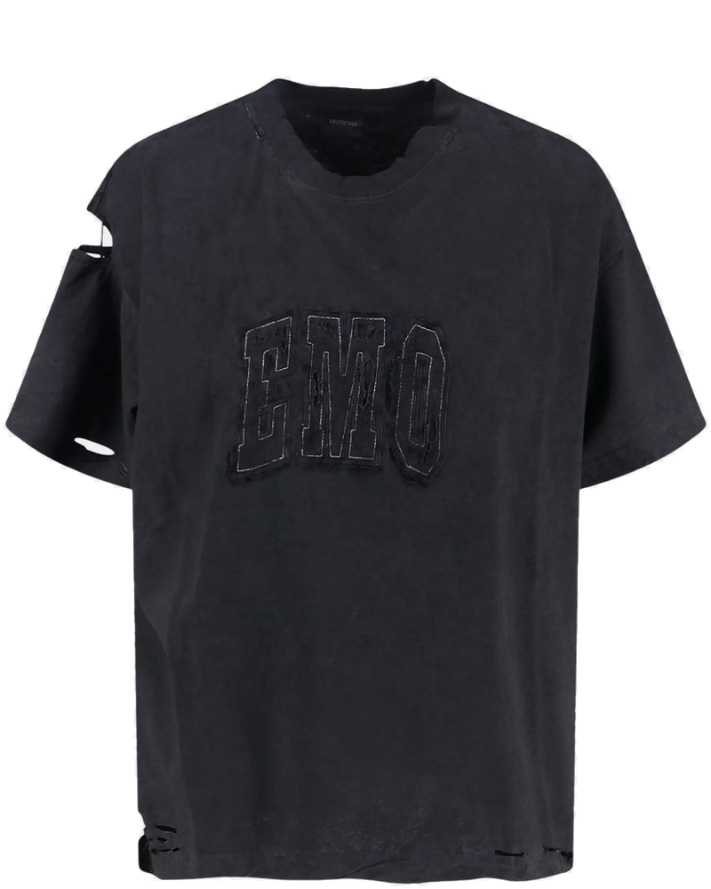 Оригінальна Washed Black Emo Team Logo T-Shirt Balenciaga