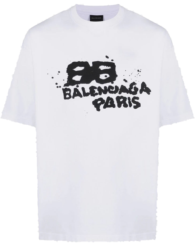 Оригінальна White Logo-Print T-Shirt Balenciaga