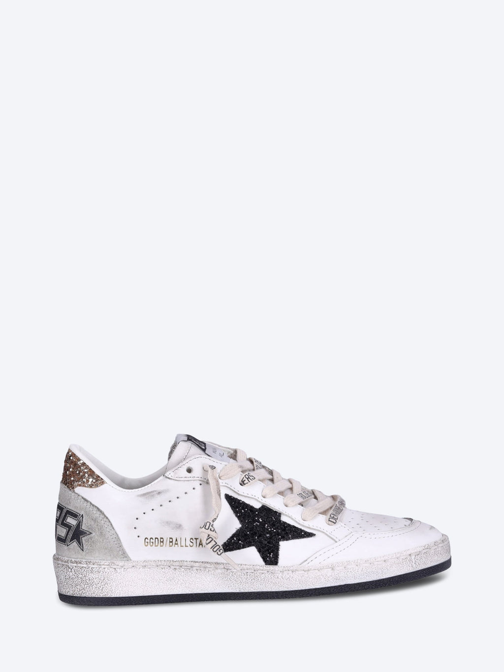 Ballstar Leather Upper Toe Glitter Star Suede Sneakers Golden goose оригінал – Купити в Україні – боковий вид