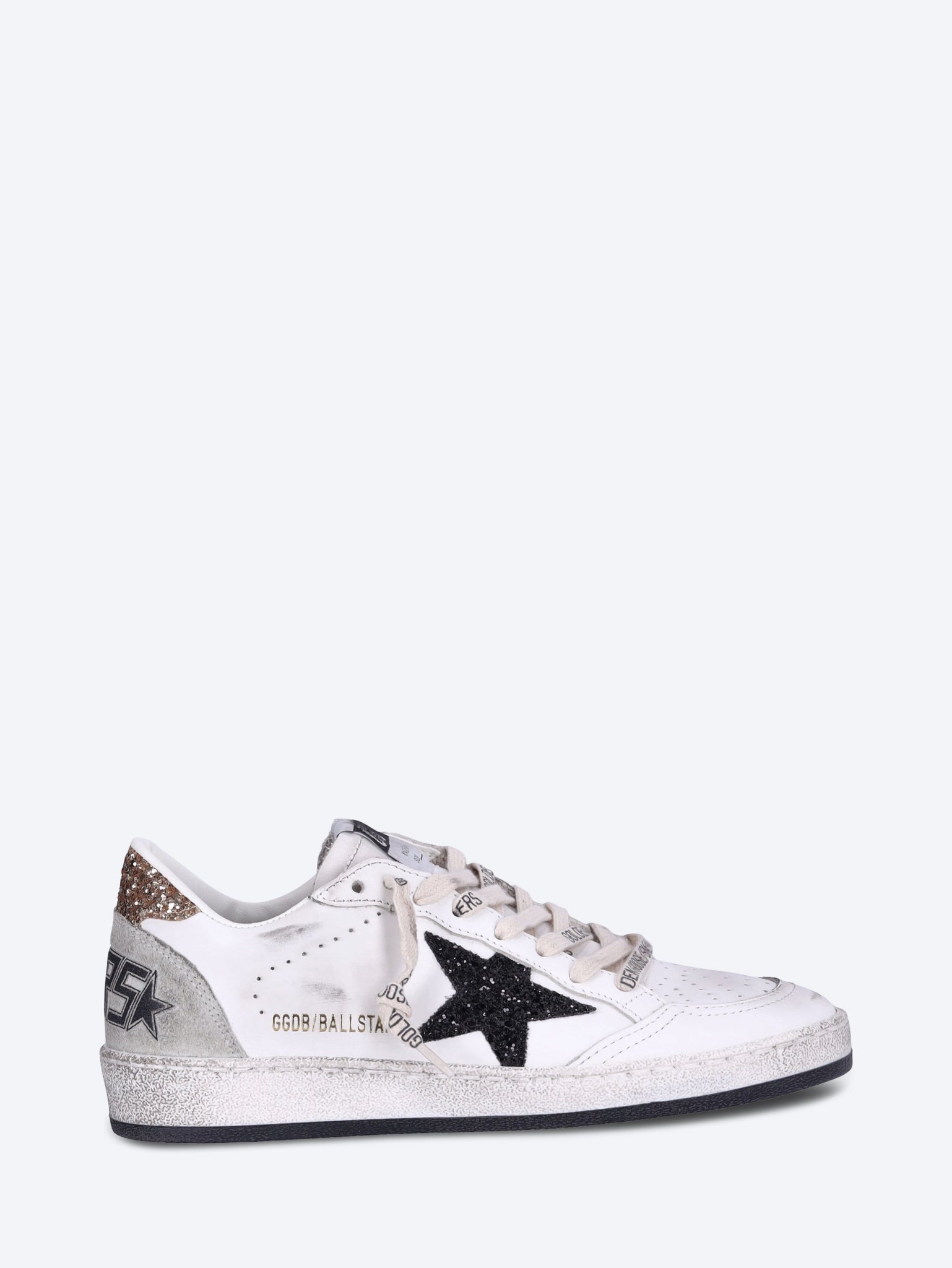 Ballstar Leather Upper Toe Glitter Star Suede Sneakers Golden goose оригінал – Купити в Україні – боковий вид
