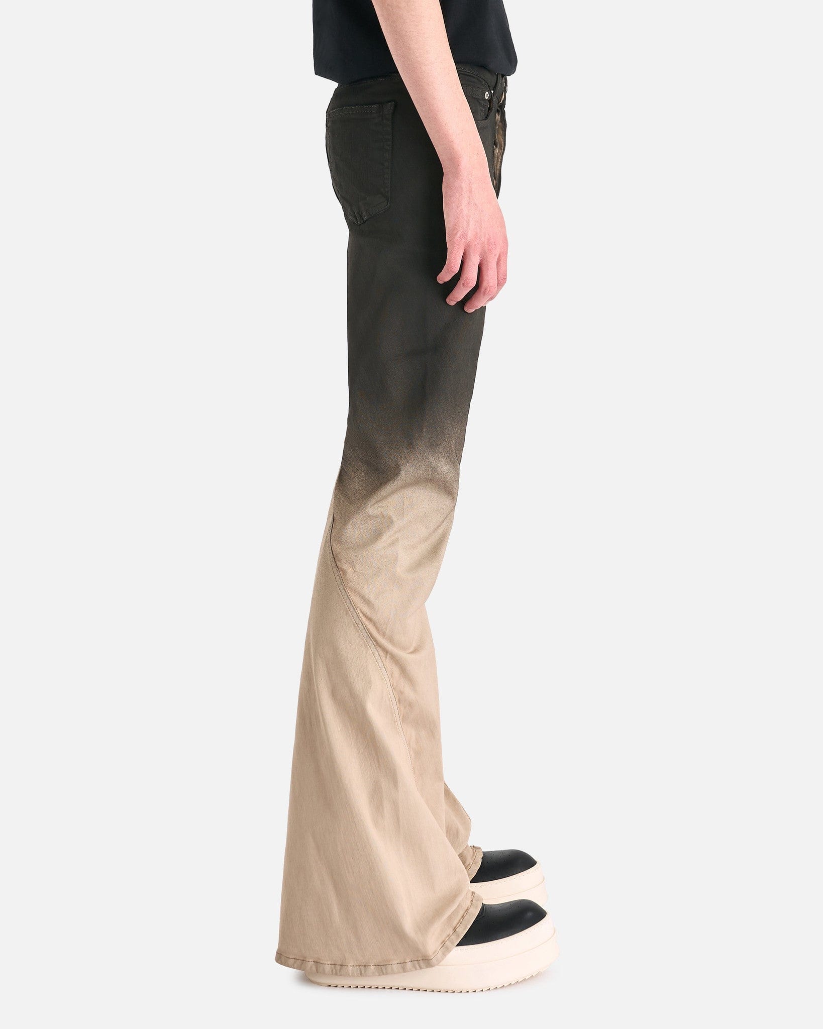 Оригінальна Bias Bootcut Denim In Black Pearl Degrade Rick owens – вид ззаду