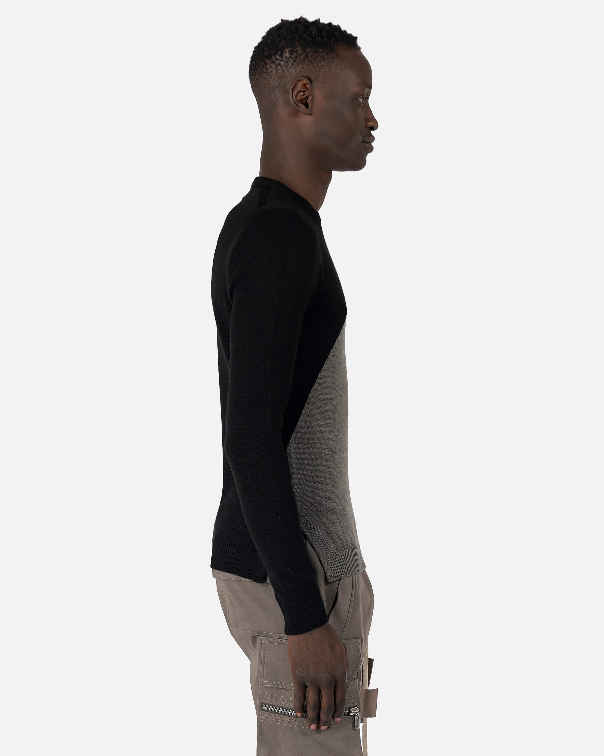Biker Level Round Neck Sweater In Black Rick owens оригінал – Купити в Україні – детальний вид - RICK OWENS