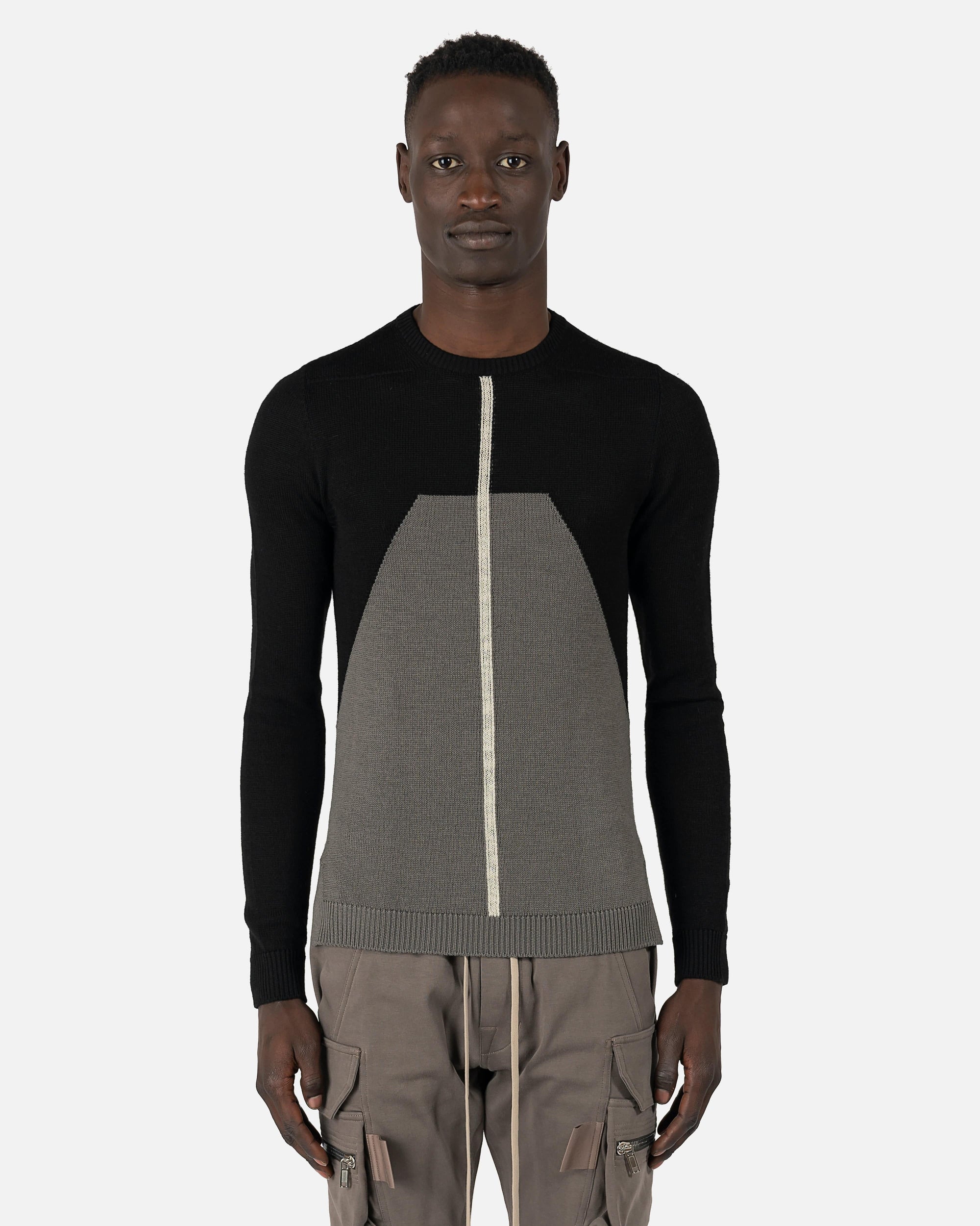 Biker Level Round Neck Sweater In Black Rick owens оригінал – Купити в Україні – боковий вид - RICK OWENS