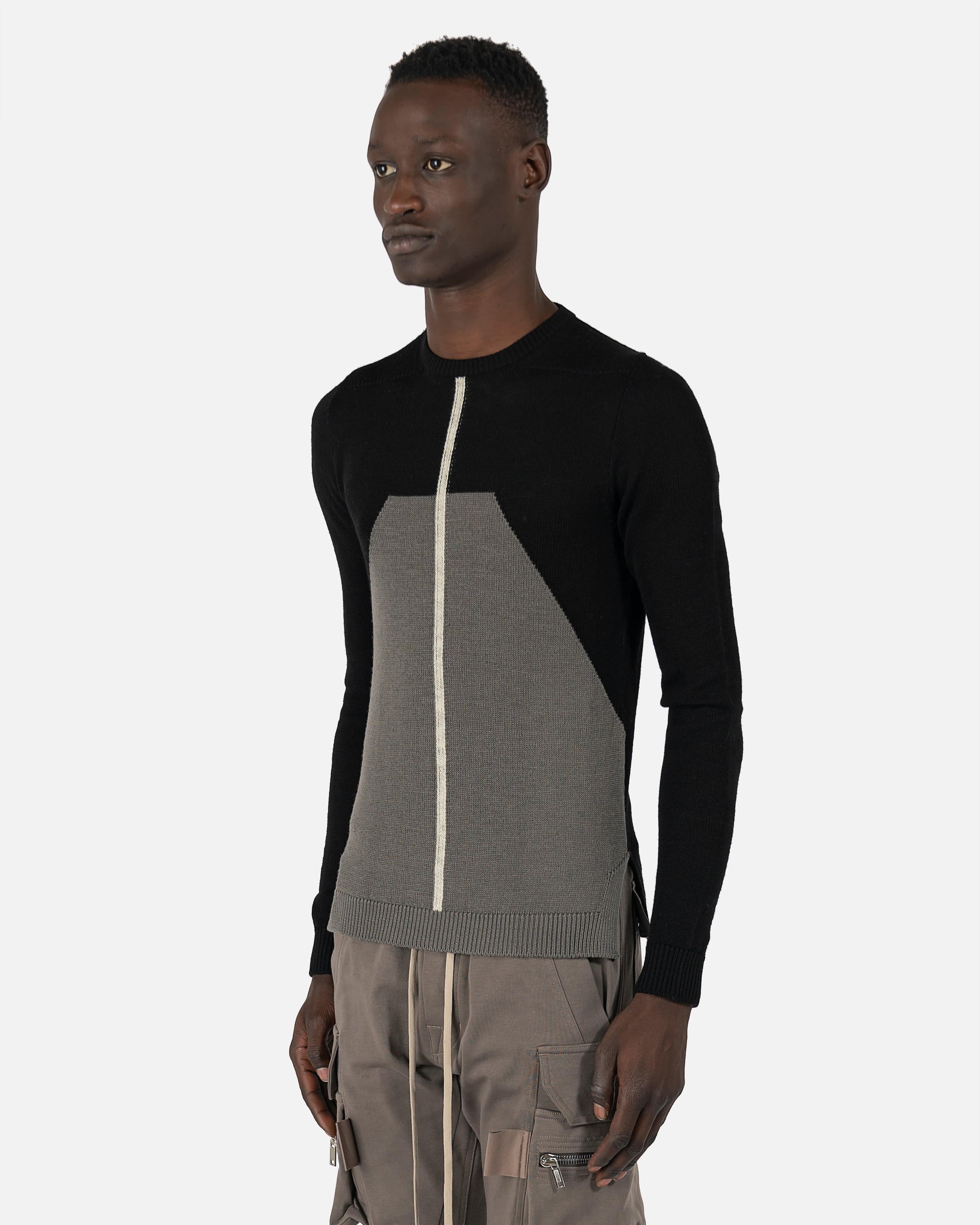 Biker Level Round Neck Sweater In Black Rick owens оригінал – Купити в Україні – вид ззаду - RICK OWENS
